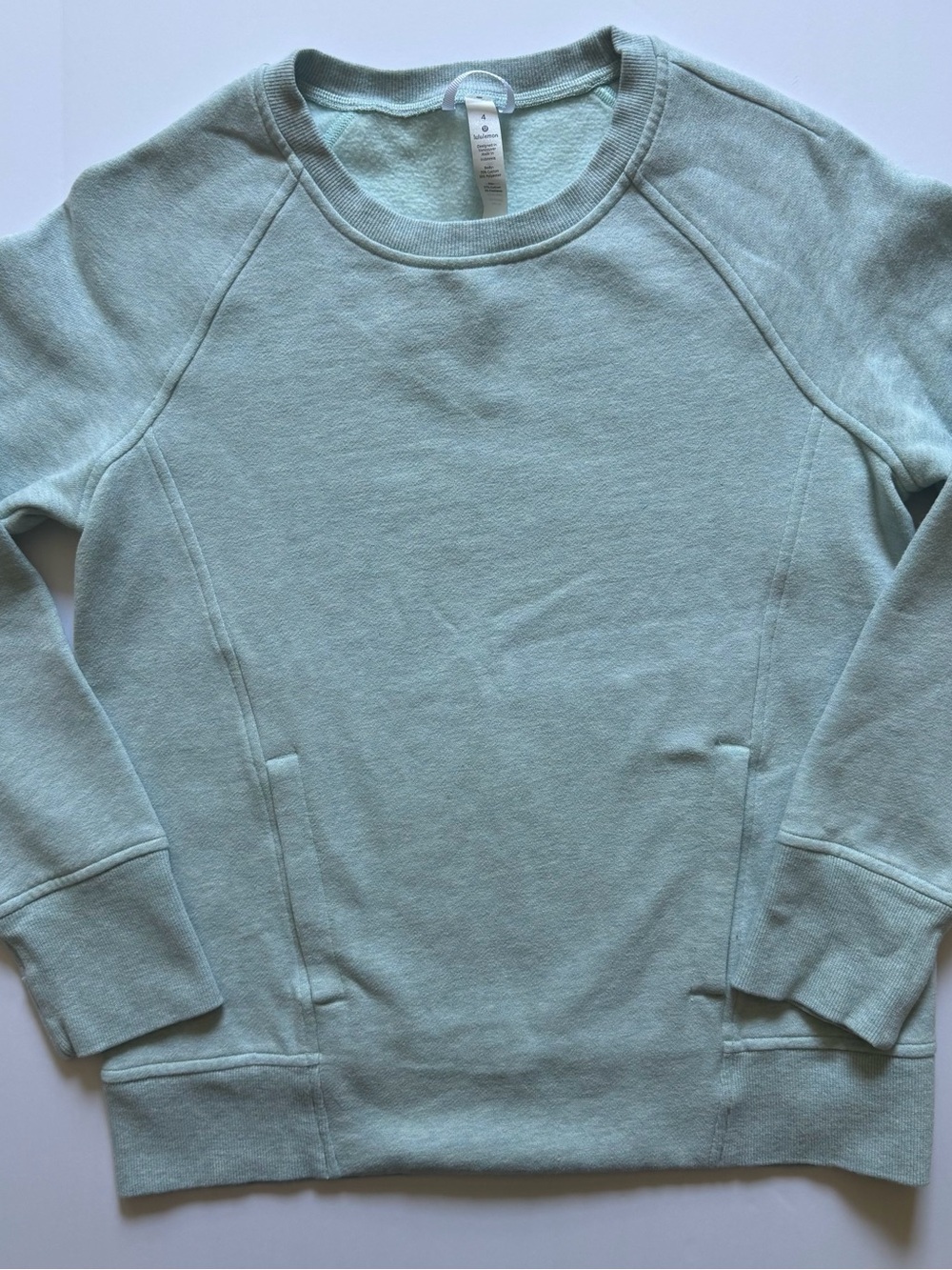 Lululemon Back To It Crew Neck Pullover Sweatshirt, Heathered Mint Size 4